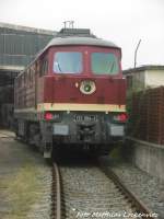 132 004 mit Schlusslichtern auf dem LEG Gel�nde in Delitzsch am 3.9.15