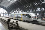 VT 0010 der MRB als RB110 mit Ziel D�beln Hbf im Bahnhof Leipzig Hbf am 2.5.21