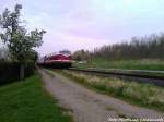 MTEG 118 770-7 als Schlusslicht bei der Einfahrt in Bergen auf R�gen am 11.5.13
