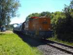 111 038 voraus und 52 8079 als Schlusslicht unterwegs nach Bergen auf R�gen am 15.6.14