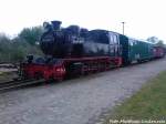R�BB 99 4802 mit dem Neuen Fahrradwagen als ausstellungsst�ck aufm Gel�nde vom kleinbahnmuseum in Putbus am 10.5.13
