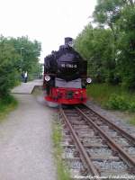 R�BB 99 1784 ist soeben im Endbahnhof Lauterbach Mole angekommen am 1.6.13