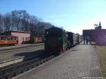 R�BB Mh 52 mit Ziel Ostseebad G�hren im Bahnhof Putbus am 20.3.14