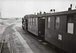 Zugkreuzung mit 99 4631 als GmP 9212 im Bahnhof Bubkevitz am 9.7.1969