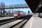 612 584/084 und 612 XXX/XXX als RE7 von Lindau-Reutin kommend mit ziel N�rnberg Hbf bei der Einfahrt in den Bahnhof Lindau Insel (ehemals Lindau Hbf) am 24.3.21