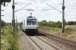 186 365 von akiem mit einem Autotransportzug bei der durchfahrt in Z�beritz am 22.7.20
