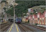 Die FS Trenitalia E 464.399 erreicht mit einem Regionalzug den Bahnhof von Finale Liguere.