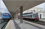 Während in Siracusa links im Bild die FS Trenitalia E 464.311 (und einer weiteren Lok an der Zugsspitze) mit ihrem Nachtzug aus Roma Termini ihr Ziel erreicht haben, stellt recht im Bild die FS Trenitalia E 464 191 ihren iC 724 nach Roma bereit. 

16. März 2026