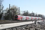 1116 273 von Lindau Insel (ehemals Lindau Hbf) kommend mit ziel Feldkirch bei der Durchfahrt am Bahn�bergang Aeschacher Ufer am 24.3.21