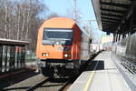 2016 906 der RTS mit einem G�terzug beim Haltevorgang im Bahnhof Lochau-H�rbranz am 24.3.21