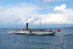   Das Dampfschiff  La Suisse  hat am 16.09.2017 die Anlegestelle Château-de-Chillon verlassen.