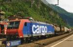 Am 23 September 2010 schiebt SBB 482 017 ein KLV aus Erstfeld.