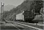 Die Re 620 032-3 mit einem G�terzug Richtung Norden bei der Durchfahrt in Preglia.