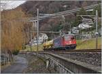 Die SBB Re 6/6 11662 (Re 620 062-0)  Reuchenette P�ry  mit einem kurzen G�terzug auf dem Weg in Richtung Wallis bei Villeneuve.