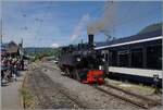 Die Saison 2026 der Blonay Chamby Bahn ist eröffnet: Die SEG G 2x 2/2 105 der Blonay Chamby Bahn ist mit ihrem ersten Dampfzug der Saison in Blonay angekommen, wo nun rangiert wird, um dann nach