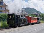 Die BFD HG 4/3 N� 3 der Blonay Chamby Bahn erreicht mit einen kurzen Personenzug von Chaulin kommend den Bahnhof von Blonay. 

9. Mai 2025