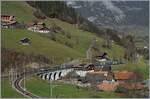 Ein BLS Re 4/4 II ist bei Garstatt mit einen RE auf dem Weg von Zweisimmen nach Interlaken Ost.