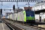 BLS 485 009 d�nnert durch Thun am 23 M�rz 2017.