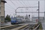 Die MOB Ge 4/4 8001 hat den von Interlaken Ost nach Montreux verkehrenden GoldenPass Express in Zweisimmen übernommen und ist nun bei der Durchfahrt ihres GPX in Chernex schon fast am Ziel der