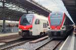 Der SBB RABe 503 103 und der SBB RABe 511 030 in Lausanne.