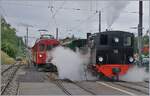 Mit dm  Riviera Belle Epoque  unterwegs, dampft in Blonay die Blonbay-Chamby G 2x 2/2 den RhB ABe 4/4 I N°35 ein.
