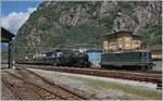 In Bodio erh�lt der Dampfzug f�r die Weiterfahrt nach Bellinzona ein ETCS- Packet  in Form der SBB RE 4/4 II 11161.