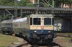 Am 14 Mai 2026 treft IRSI 11387 mit der Sonderzug FRankfurt (Main) Hbf--Luzern �ber Freiburg (Breisgau) und Basel SBB in Mannheim Hbf und wird mit viel Zoom fotografiert.