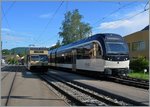 GTW im Vergleich: links der Be 2/6, rechts der ABeh 2/6 in Blonay.