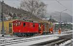 Die CEV HGe 2/2 N° 1 mit dem Rot 91 in Blonay.