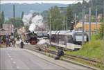 Viel Betrieb in Blonay mit SWEG 105 alias G 2x2/2 105.