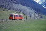 Sernftalbahn: Triebwagen 7 zwischen Matt und Engi, 13.April 1967.