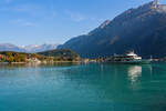 Das MS „Brienz“ der BLS Schifffahrt AG am 30.09.2011 in Brienz am Brienzersee.