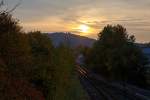   Sonnenuntergang an der Hellertalbahn in Herdorf am 24.10.2015.