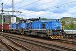 CDC 742 727-1 und 742 741-2 fuhren mit einen g�terzug durch decin hl.n.,10.04.24
