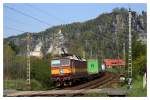 372 008-3 mit ein gemischen G�terzug unterwegs nach Decin in  Kurort Rathen am 24.04.08