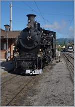 50 Jahre Blonay-Chamby: Die  Dampfbahn Furka Bergstrecke  DFB HG 3/4 N° 4 weilte als Gastlok zum 50 Jahre Jubiläum bei der Blonay Chamby Bahn und zeigt sich hier in Blonay.